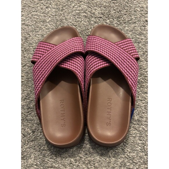 Rothy's The Weekend Slide Sandals Sangria Stripe Size 5.5 - Picture 4 of 7